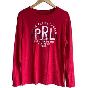 🌹2 for $20🌹 Polo Ralph Lauren Boy’s Long Sleeve Graphic Tee Red. Size L